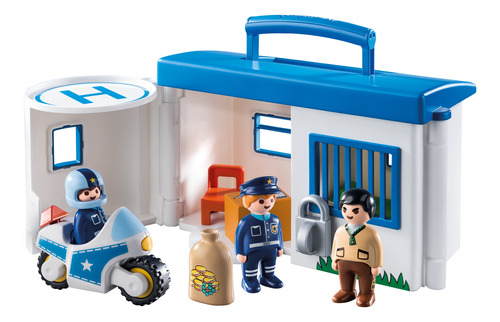 Set De Juguetes Estación De Policía Playmobil 1.2.3.