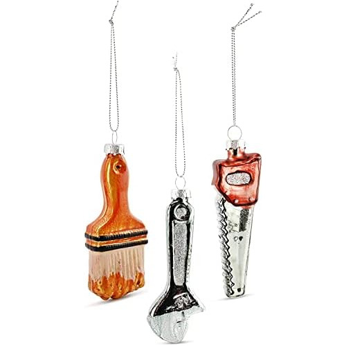 Glass Handyman Christmas Ornaments (set Of 3); Tools Ho...