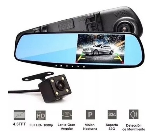 Espejo Retrovisor Con Cámara Retroceso Y Frontal Hd