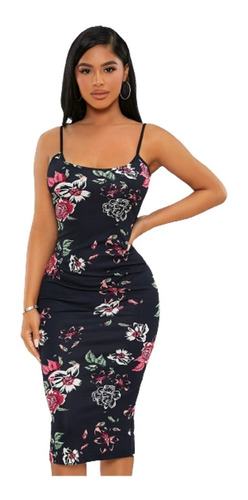 Vestido De Fiesta Sexy Ajustado Elegante Estampado Floral