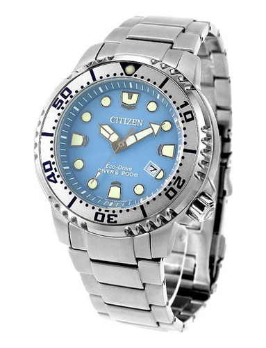 Reloj Citizen Promaster Eco Drive Azul Abn0165-55l Color De La Correa Plateado Color Del Bisel Plateado