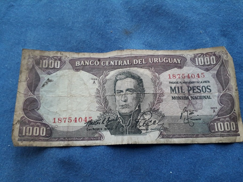 Uruguay  $ 1000 . 1967 . Rotondaro  9 A 9 . Número  18754045