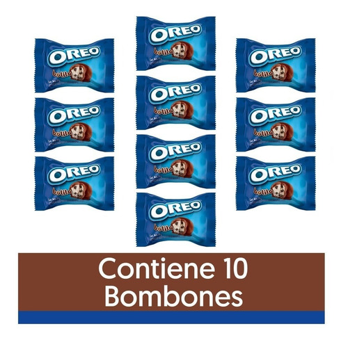 Imagen 2 de 6 de Oreo Bombon De Chocolate Relleno Trocitos Galleta 190 Gr