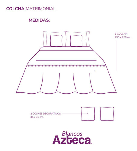 Colcha Matrimonial De Alta Calidad Con Cojines, Azteca Color Terracota Crisantemo