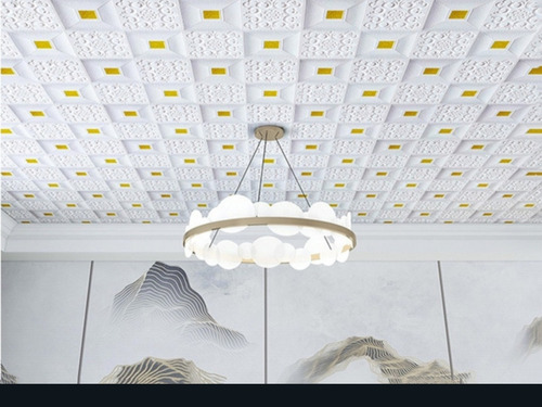 Imagen 3 de 7 de 20 Pegatinas Pared 70x35cm C/u Papel Tapiz 3d, Blanco Dorado