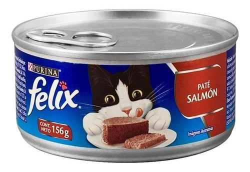 Imagen 1 de 1 de Alimento Felix Paté para gato adulto sabor salmón en lata de 156g