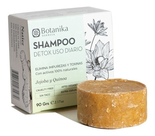 Shampoo Solido Detox Uso Diario Botanika - 90 Grs