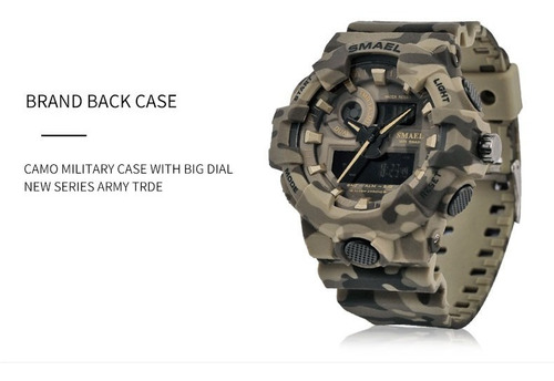 Reloj Hombre Smael Deportivo Militar Camuflaje 50m De Buceo