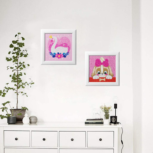 Kits De Pintura Por Diamantes Para Niños Animales 5d 2pz Diy