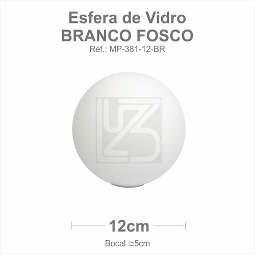 Globo Esfera De Vidro Mp381 - Bocal 5cm - 12cm Diâmetro