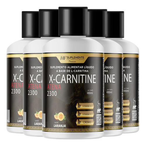 Kit 5 X-carnitine Atena 2300 Cromo 480 Ml Laranja Hf