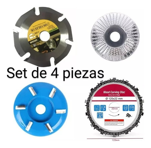 Set De 4 Discos Para La Madera Corte Y Tallado De Artesanías