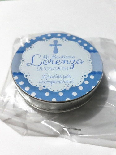 50 Latitas Personalizadas Con Mini Rosario Souvenirs Bautism
