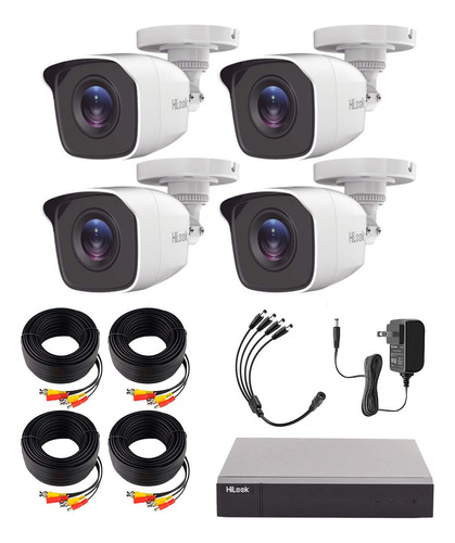 Hilook Kit De Video Vigilancia Turbohd Con Dvr 8 Canales Con H.265+ + 4 Cámaras Bala Metálicas Fuente De Poder Y Accesorios De Instalación Modelo Hl28lqkits-m