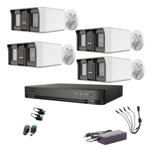 Hikvision Kit De 4 Cámaras De Seguridad Con Micrófono Integrado Bala Turbohd 2mp Dual Light Exterior Ip67 + Dvr 8mp 4 Canales Turbohd Modelo Ids2ce18d0t-plus-sc