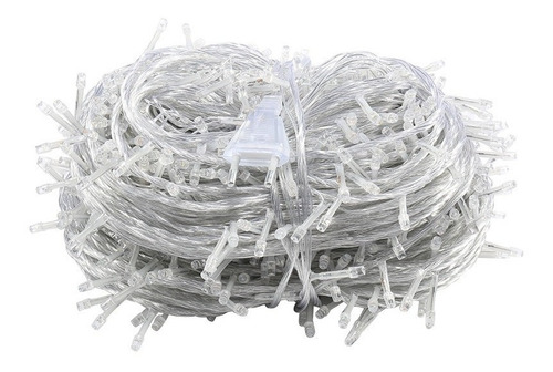 Imagem 2 de 9 de Cordão 300 Leds Fixo Branco Quente 30 Metros Macho / Fêmea
