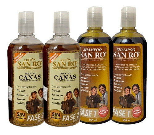 San Ro Shampoo Y Loción Tratamiento Canas Kit 4 Pzs