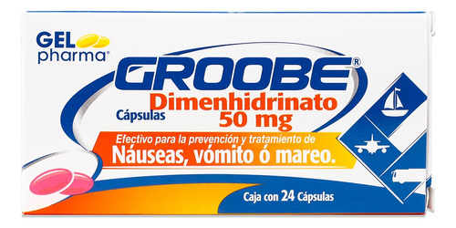 Groobe Dimenhidrinato, 24 Capsulas 50 Mg, Gelpharma