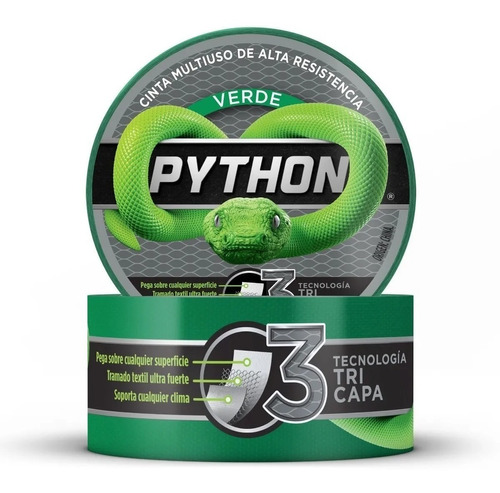 Python Cinta Multiuso Resistencia Verde Tri Capa 48mm X 9m