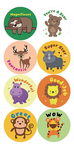 5 Paquete De 5-6 Pegatinas Redondas De Animales De 5 Piezas