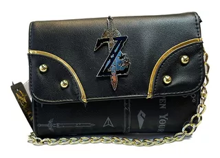 Bolsa Crossbody Zelda Original Para Mujer Y Niña Uso Casual Acabado de los herrajes Niquel Color Negro Color de la correa de hombro Dorado Diseño de la tela Liso