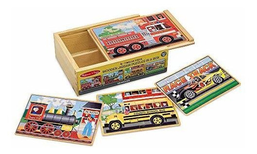 Puzzles De Vehículos, En Caja De Madera, De Melissa & Doug,