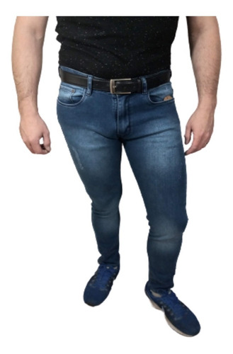 Pantalon Jean Elastizado Hombre Chupin Calce Perfecto 