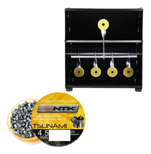 Kit 250un Chumbimnho Tsunami 4.5mm + Alvo Treinamento