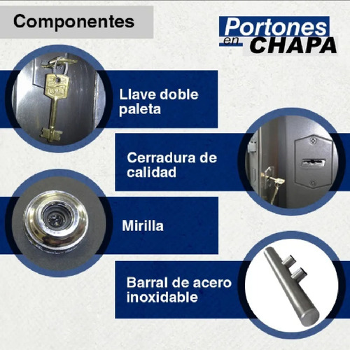 Puerta De 1.20 X 2.00 Exterior Con Postigo Fijo Decorado Blanco