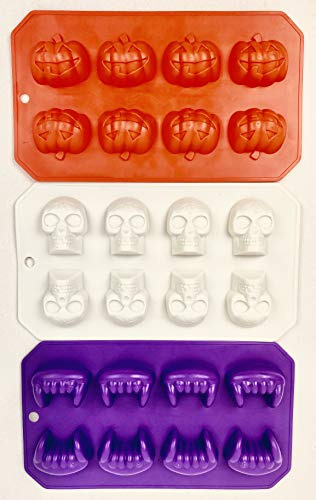 Halloween Fall Themed Set Of 3 Ice Cube Trays, Candy Mold, J