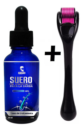 Combo 1  Suero Crecimiento Engrosar Barba + Dermaroller 