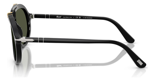 Persol Senna Series PO0202s 95/31-57, color negro, marco negro, varilla y lente verde