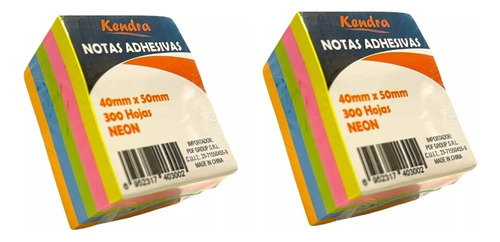 2 Tacos Notas Adhesivas Kendra X 300 Hojas 40mm X 50mm 