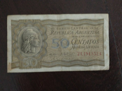 Billete 50 Centavos Moneda Nacional 1947 Serie A (11)