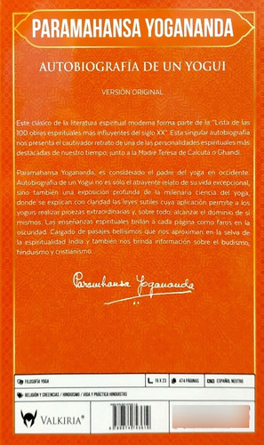 Autobiografía De Un Yogui Yogananda Valkiria Nvo *