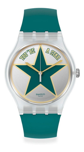 Reloj Swatch Hombre Father's Day Star Dad So29z119 Color de la malla Verde oscuro Color del bisel Traslúcido Color del fondo Gris