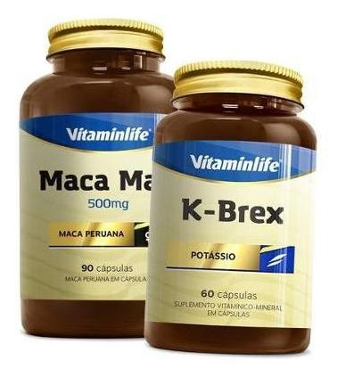 Maca Peruana 500mg + K-brex Caimbrex Potássio - Vitaminlife