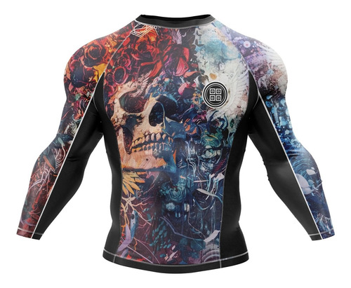 Imagem 1 de 4 de Rashguard Fitness Jiu Jitsu Luta Brasil Combate Caveira