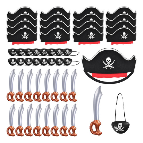 Sombrero De Pirata Set Accesorios Fiesta De Piratas Hallowee