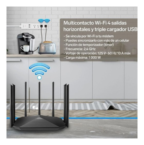 Multicontacto Wi-fi 4 Salidas Android Alexa Ios Steren Sh300