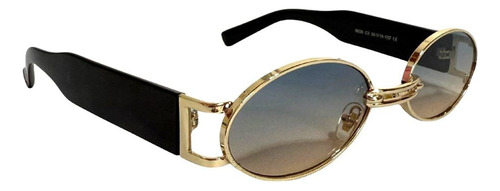 Lente De Sol Retro Tendencia Rectangular Premium Rectangular Azul Acero Azul Acero Dorado Negro