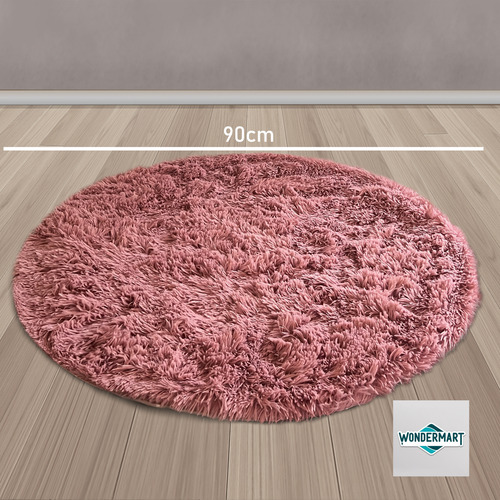 Alfombra Redonda 90 Cm Peluda Suave Nórdica Pelo Largo Deco 90 Cm 90 Cm Nórdico Rosa