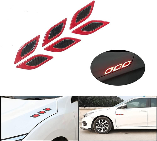 2pcs Car Reflective Sticker Fender Hood Protection (red)