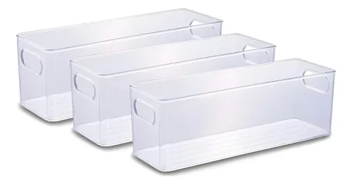 Kit 3 Organizador 10x30 Geladeira Armário Acrílico Plasutil Cor T...