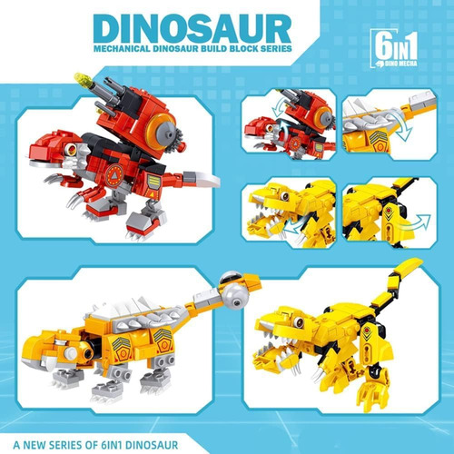 Bloque De Construcción 6 En 1, Robots Dinosaurios Y Mecha