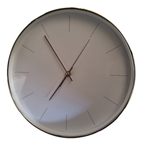 Reloj De Pared Home Style 30x30x4cm Blanco Y Dorado Grande 