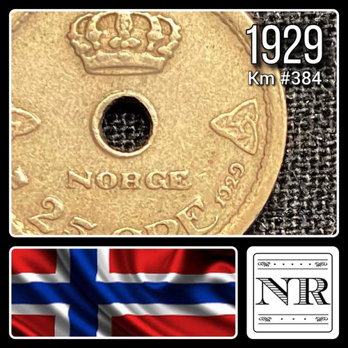 Noruega - 25 Ore - Año 1929 - Km #384 - Forma Anular