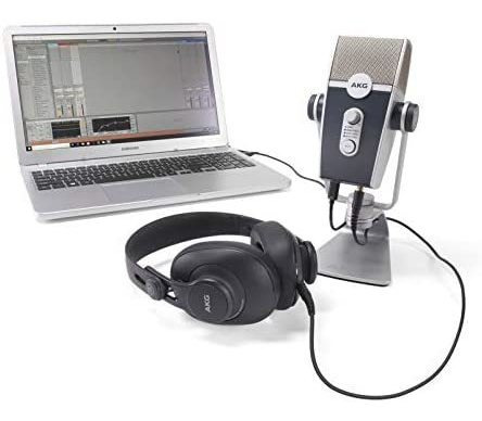 Kit Para Podcast Akg Pro Audio C/microfono Y Audifonos -gris