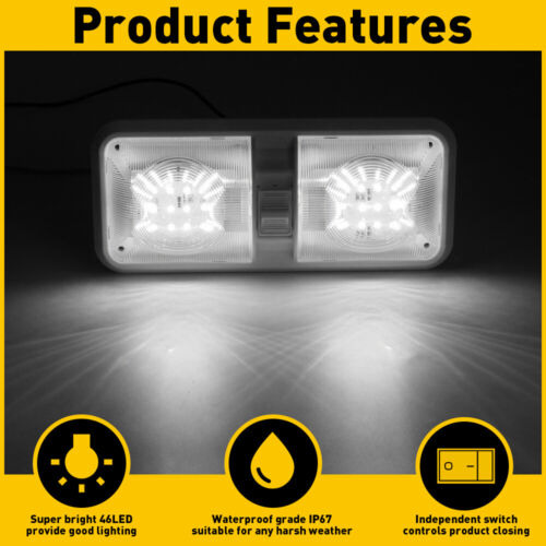 1pc Rv Led 12v Ceiling Fixture Double Dome For Light Cam Bbv