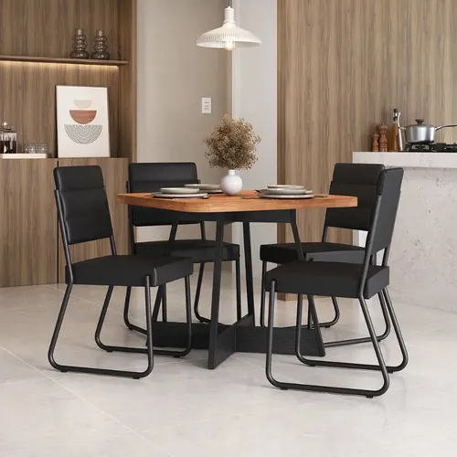 Conjunto Sala de Jantar 4 Cadeiras Charlotte Carraro Preto Liso - Miniatura 2
